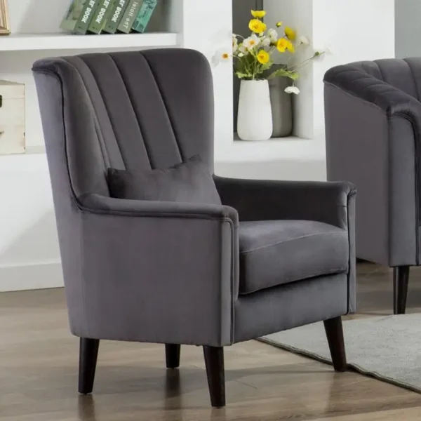 Colvin Velvet Wingback Chair - Image 4