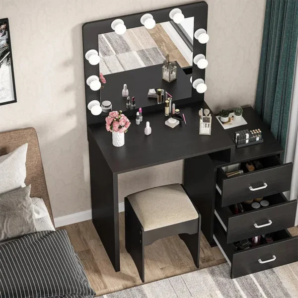 Modern Calletano Vanity Desk Dressing Table with Lights Mirror - Image 3