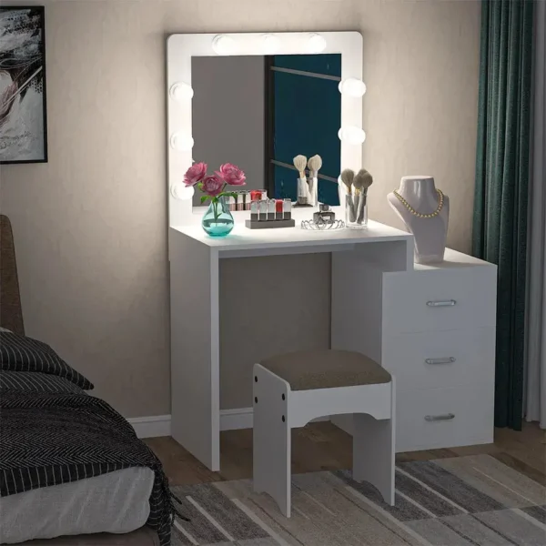 Modern Calletano Vanity Desk Dressing Table with Lights Mirror - Image 6