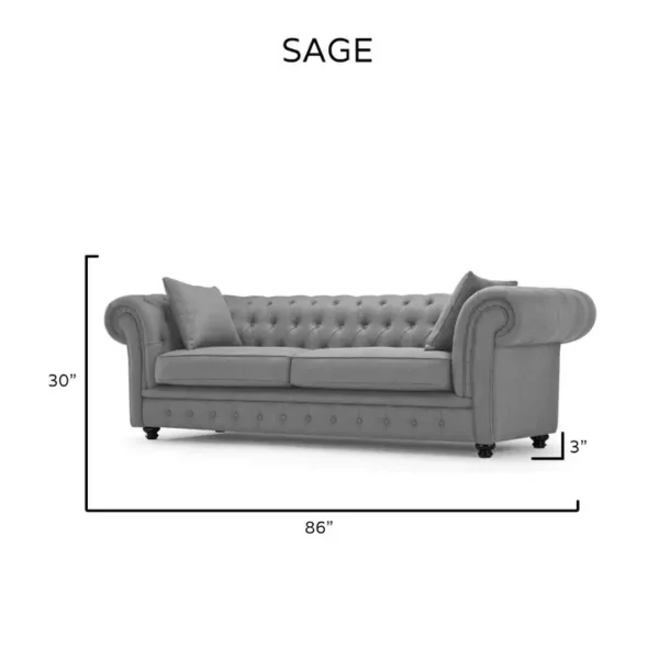 Sage Chesterfield Style Sofa - Image 5
