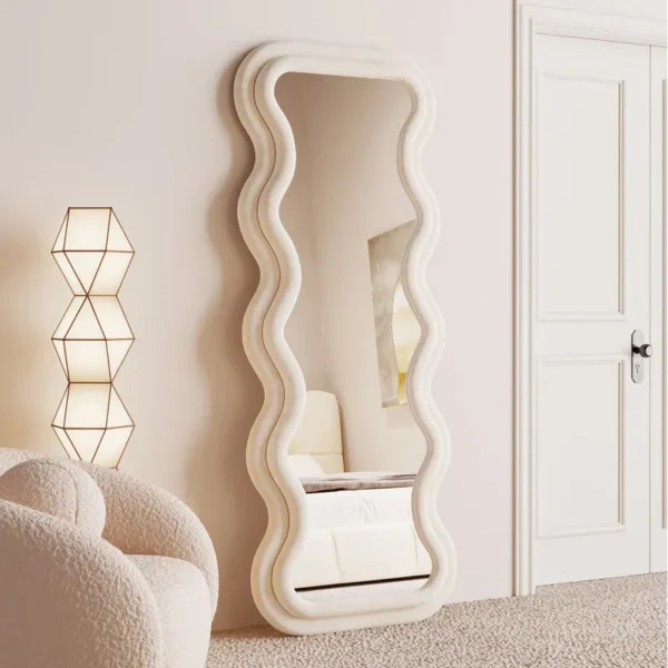 Bunny Wavy Tufted Standing & Hanging Mirror – Premium Velvet & MDF Mirror for Homes in Dubai, Sharjah, and UAE - Image 2