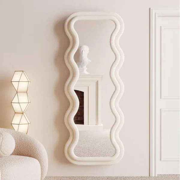 Bunny Wavy Tufted Standing & Hanging Mirror – Premium Velvet & MDF Mirror for Homes in Dubai, Sharjah, and UAE