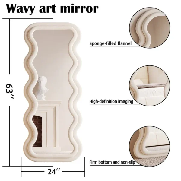 Bunny Wavy Tufted Standing & Hanging Mirror – Premium Velvet & MDF Mirror for Homes in Dubai, Sharjah, and UAE - Image 6
