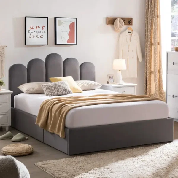 Zinra Bed – Modern and Stylish Velvet Upholstered Bed in Dubai - Image 9